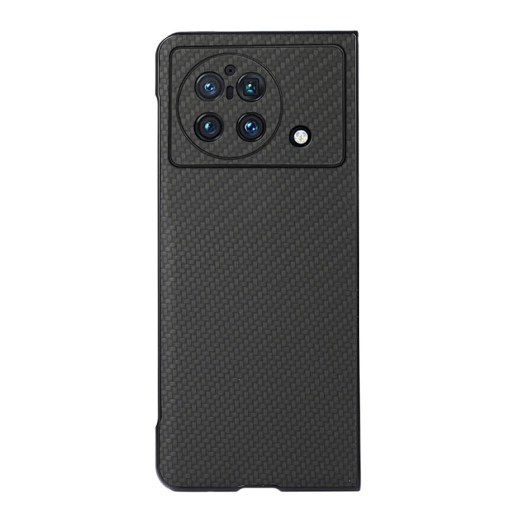 Custodia per telefono in PU con trama in fibra di carbonio con foro preciso, For vivo X Fold