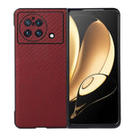Custodia per telefono in PU con trama in fibra di carbonio con foro preciso, For vivo X Fold