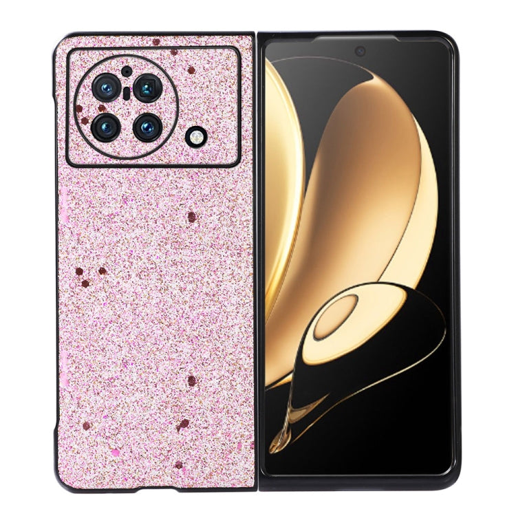 Custodia per telefono in PU con polvere glitterata con foro preciso, For vivo X Fold