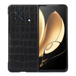 Cassa del telefono in vera pelle con trama in coccodrillo con foro accurato, For vivo X Fold