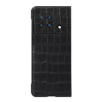 Cassa del telefono in vera pelle con trama in coccodrillo con foro accurato, For vivo X Fold