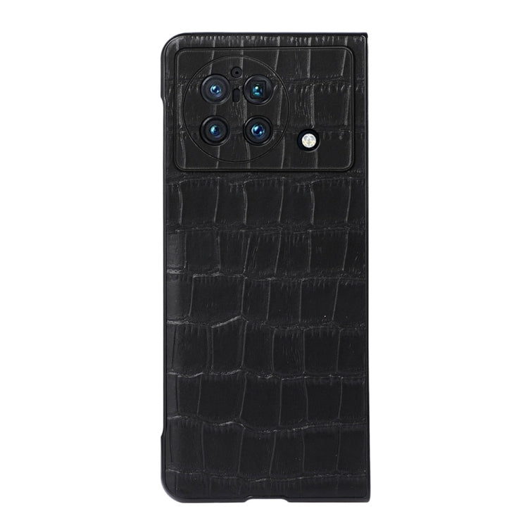 Cassa del telefono in vera pelle con trama in coccodrillo con foro accurato, For vivo X Fold