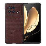 Cassa del telefono in vera pelle con trama in coccodrillo con foro accurato, For vivo X Fold