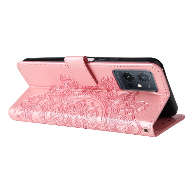 Custodia in pelle Flip orizzontale con motivo a fiori a 7 petali, For vivo Y55 5G/Y75 5G/T1 5G