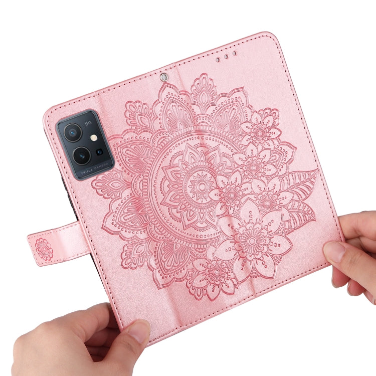 Custodia in pelle Flip orizzontale con motivo a fiori a 7 petali, For vivo Y55 5G/Y75 5G/T1 5G