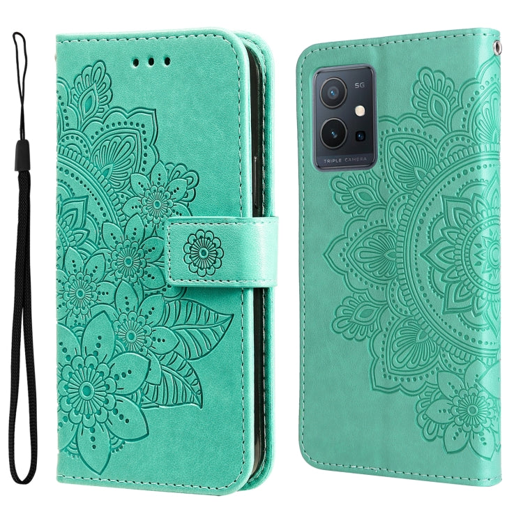 Custodia in pelle Flip orizzontale con motivo a fiori a 7 petali, For vivo Y55 5G/Y75 5G/T1 5G