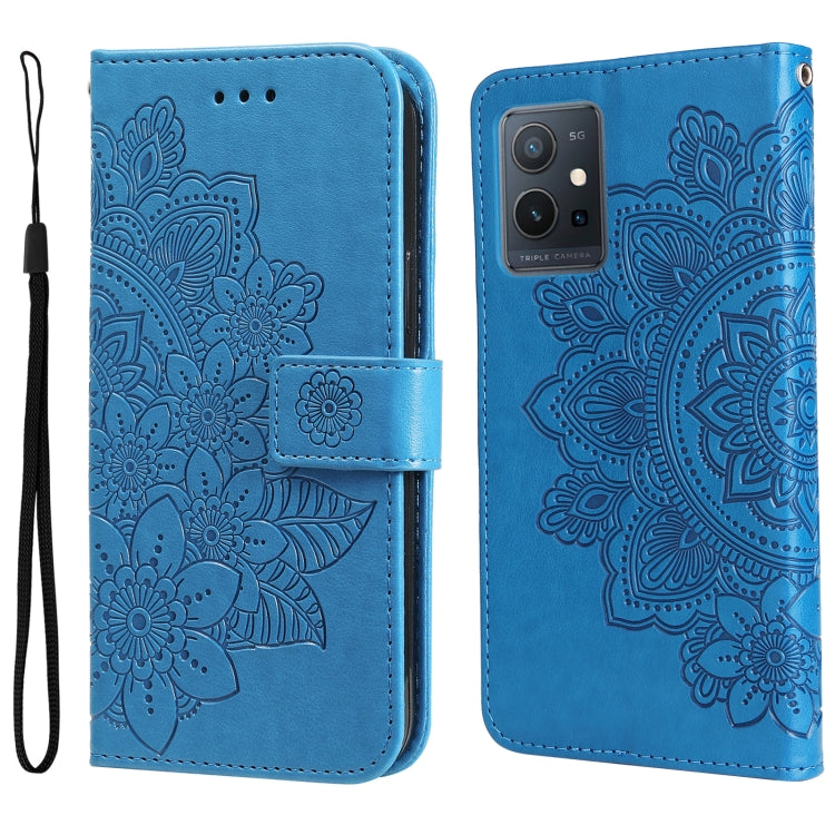 Custodia in pelle Flip orizzontale con motivo a fiori a 7 petali, For vivo Y55 5G/Y75 5G/T1 5G