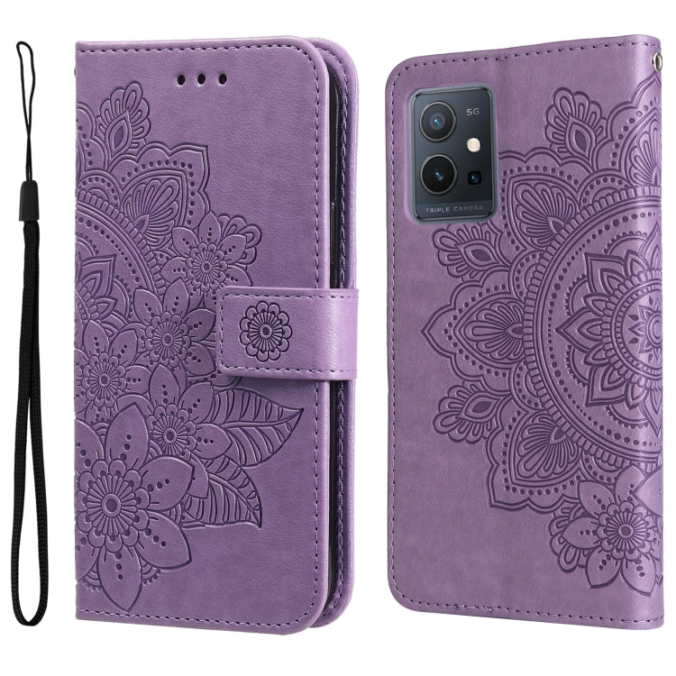 Custodia in pelle Flip orizzontale con motivo a fiori a 7 petali, For vivo Y55 5G/Y75 5G/T1 5G