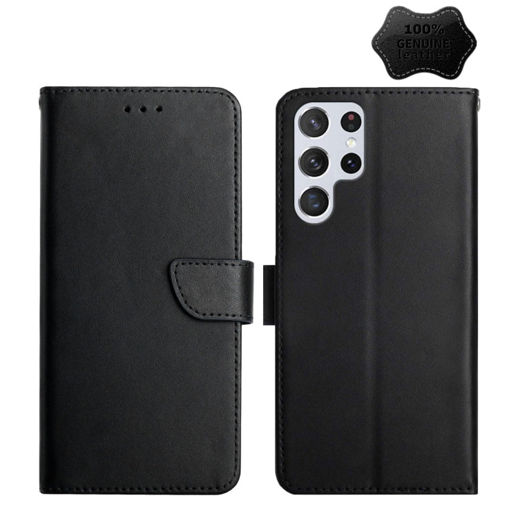 Custodia per telefono flip orizzontale in vera pelle a prova di impronte digitali, For Samsung Galaxy S22 5G, For Samsung Galaxy S22+ 5G, For Samsung Galaxy S22 Ultra 5G