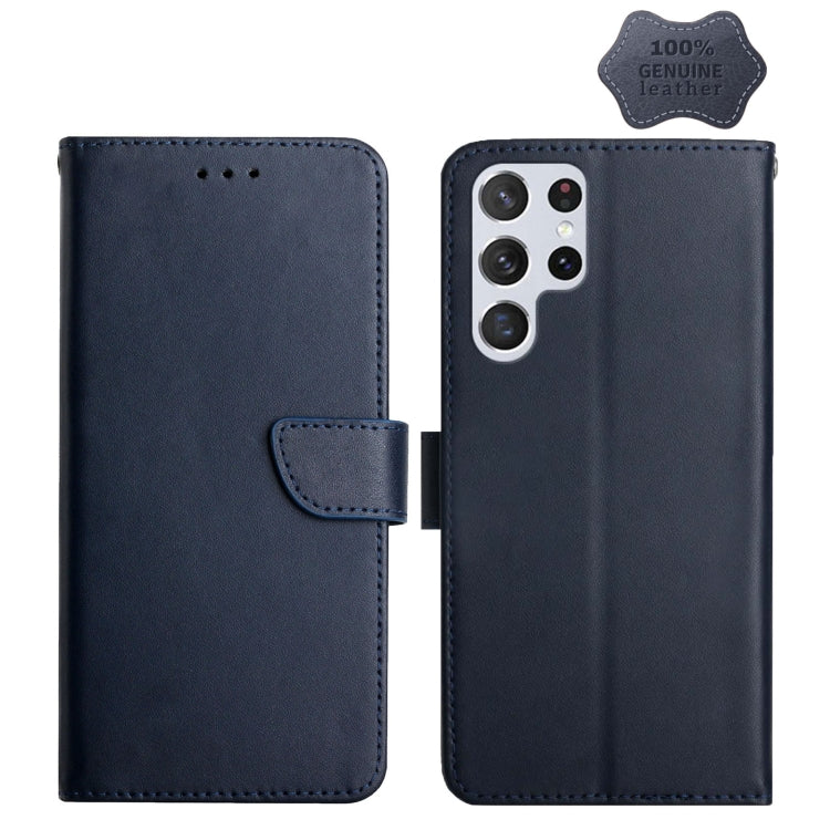 Custodia per telefono flip orizzontale in vera pelle a prova di impronte digitali, For Samsung Galaxy S22 5G, For Samsung Galaxy S22+ 5G, For Samsung Galaxy S22 Ultra 5G