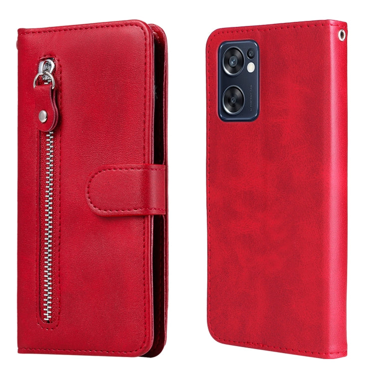 Custodia in pelle flip orizzontale con cerniera Fashion Calf Texture, For OPPO Reno7 SE 5G, For OPPO Reno7 Z/A96 5G/OnePlus Nord N20 5G