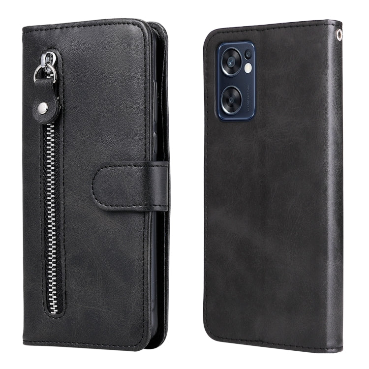 Custodia in pelle flip orizzontale con cerniera Fashion Calf Texture, For OPPO Reno7 SE 5G, For OPPO Reno7 Z/A96 5G/OnePlus Nord N20 5G