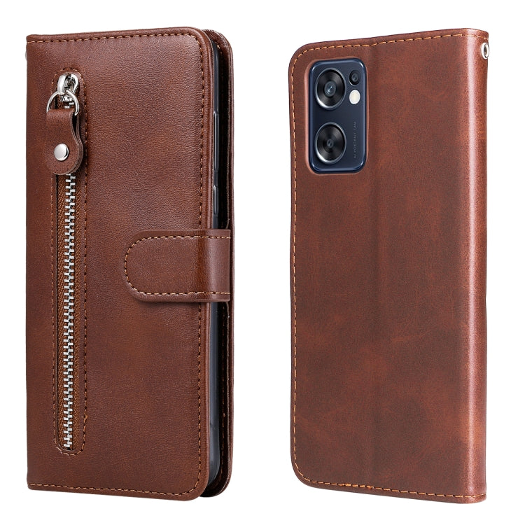 Custodia in pelle flip orizzontale con cerniera Fashion Calf Texture, For OPPO Reno7 SE 5G, For OPPO Reno7 Z/A96 5G/OnePlus Nord N20 5G