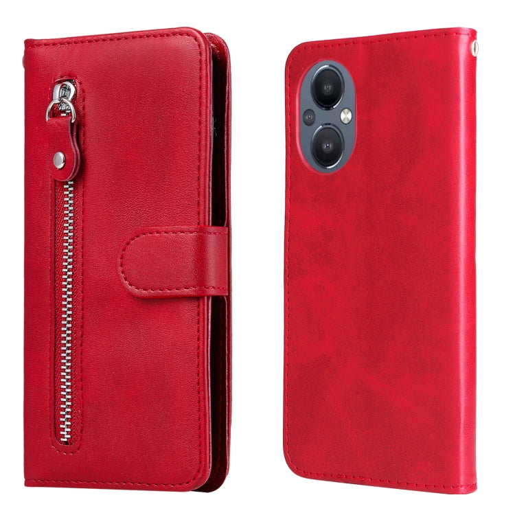 Custodia in pelle flip orizzontale con cerniera Fashion Calf Texture, For OPPO Reno7 SE 5G, For OPPO Reno7 Z/A96 5G/OnePlus Nord N20 5G