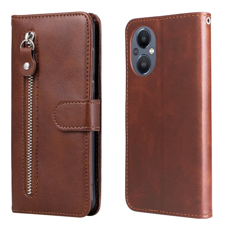 Custodia in pelle flip orizzontale con cerniera Fashion Calf Texture, For OPPO Reno7 SE 5G, For OPPO Reno7 Z/A96 5G/OnePlus Nord N20 5G