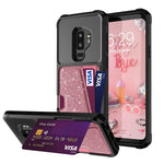 Custodia per cellulare con borsa magnetica glitterata, For Samsung Galaxy S10, For Samsung Galaxy S10+, For Samsung Galaxy S10e, For Samsung Galaxy S9, For Samsung Galaxy S9+, For Samsung Galaxy Note9