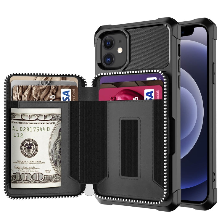 Custodia posteriore in PU per portafoglio con cerniera, For iPhone 12 mini, For iPhone 12 / 12 Pro, For iPhone 12 Pro Max, For iPhone 11 Pro