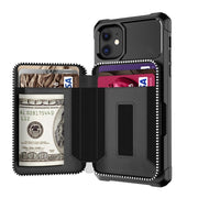 Custodia posteriore in PU per portafoglio con cerniera, For iPhone 12 mini, For iPhone 12 / 12 Pro, For iPhone 12 Pro Max, For iPhone 11 Pro