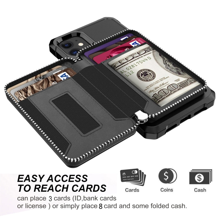 Custodia portafoglio in pelle PU con cerniera per iPhone 12 mini