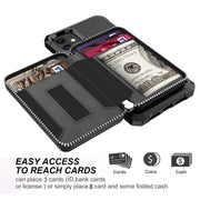 Custodia posteriore in PU per portafoglio con cerniera, For iPhone 12 mini, For iPhone 12 / 12 Pro, For iPhone 12 Pro Max, For iPhone 11 Pro