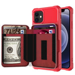 Custodia portafoglio in pelle PU con cerniera per iPhone 12 mini