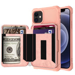 Custodia portafoglio in pelle PU con cerniera per iPhone 12 mini
