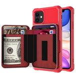 Custodia portafoglio in PU con cerniera per iPhone Plus