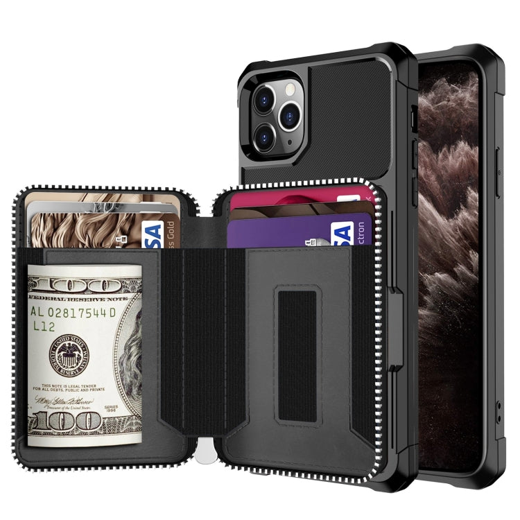 Custodia posteriore in PU per portafoglio con cerniera, For iPhone 11 Pro Max, For iPhone XR, For iPhone XS Max, For iPhone SE 2022 / SE 2020 / 7 / 8 / 6 / 6s