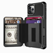 Custodia posteriore in PU per portafoglio con cerniera, For iPhone 11 Pro Max, For iPhone XR, For iPhone XS Max, For iPhone SE 2022 / SE 2020 / 7 / 8 / 6 / 6s