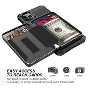 Custodia posteriore in PU per portafoglio con cerniera, For iPhone 11 Pro Max, For iPhone XR, For iPhone XS Max, For iPhone SE 2022 / SE 2020 / 7 / 8 / 6 / 6s
