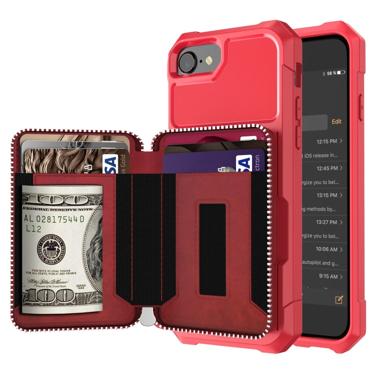 Custodia portafoglio in PU con cerniera per iPhone SE e 6-8