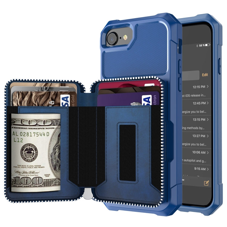 Custodia portafoglio in PU con cerniera per iPhone SE e 6-8
