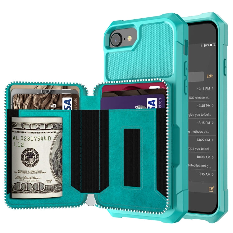 Custodia portafoglio in PU con cerniera per iPhone SE e 6-8