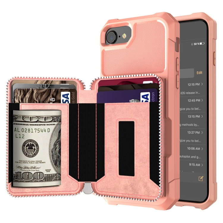 Custodia portafoglio in PU con cerniera per iPhone SE e 6-8