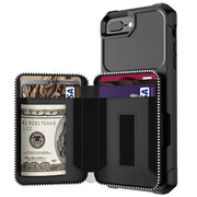 Custodia posteriore in PU per portafoglio con cerniera, For iPhone 7 Plus / 8 Plus / 6 Plus, For iPhone 11, For iPhone X / XS