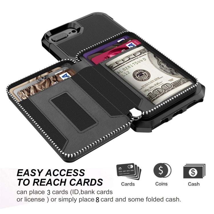 Custodia portafoglio in PU con cerniera per iPhone Plus
