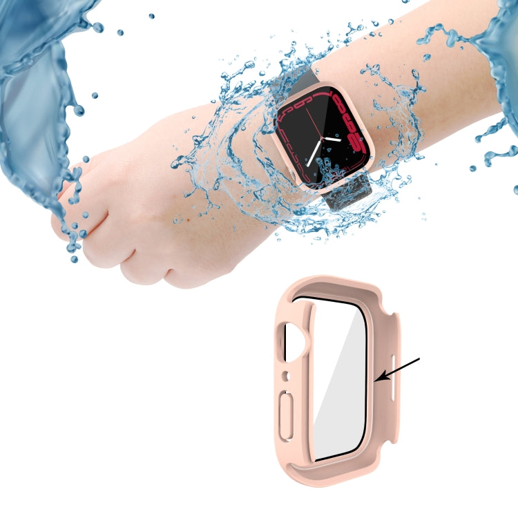 PC + custodia per orologio impermeabile con pellicola in vetro temperato con coperchio inferiore per Apple Watch Series, 9 / 8 / 7 41mm, 9 / 8 / 7 45mm