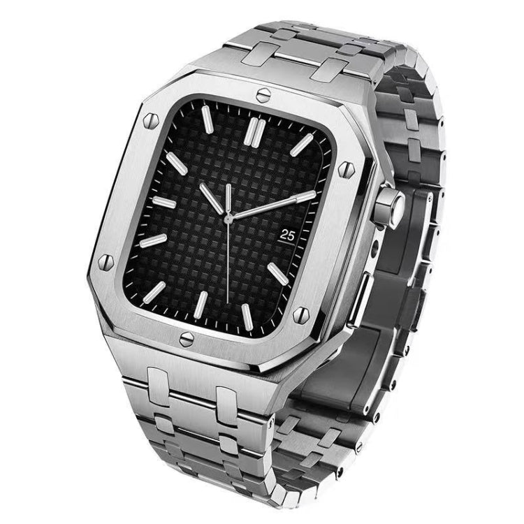 Cinturino in metallo rovere integrato + custodia per orologio per Apple Watch Series, For Apple Watch Series 9 / 8 / 7 45mm