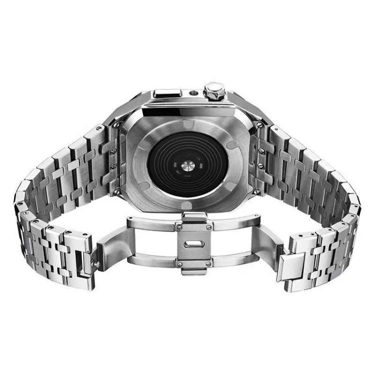 Cinturino in metallo rovere integrato + custodia per orologio per Apple Watch Series, For Apple Watch Series 9 / 8 / 7 45mm