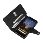 Rivetto Fibbia 9 carte Custodia per telefono in pelle a tre pieghe, For Google Pixel 3A, For Google Pixel 3A XL, For Google Pixel 4, For Google Pixel 4A 4G