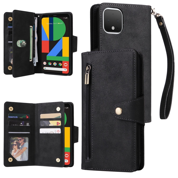 Rivetto Fibbia 9 carte Custodia per telefono in pelle a tre pieghe, For Google Pixel 3A, For Google Pixel 3A XL, For Google Pixel 4, For Google Pixel 4A 4G