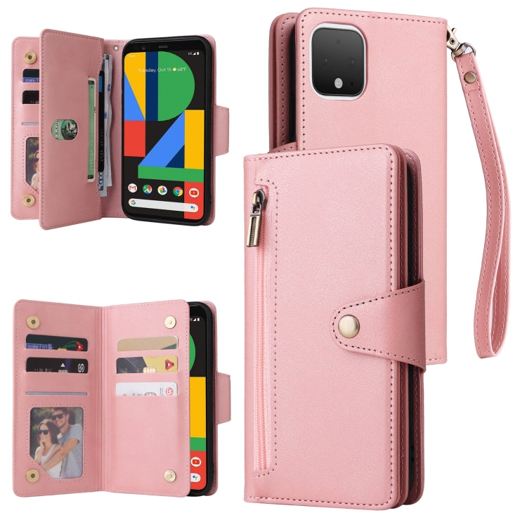Rivetto Fibbia 9 carte Custodia per telefono in pelle a tre pieghe, For Google Pixel 3A, For Google Pixel 3A XL, For Google Pixel 4, For Google Pixel 4A 4G