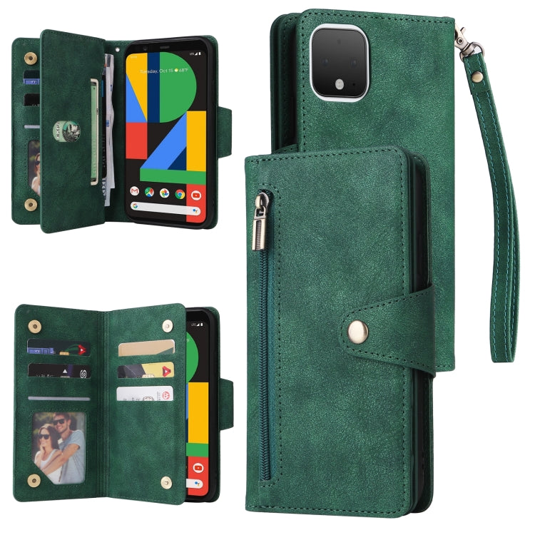 Rivetto Fibbia 9 carte Custodia per telefono in pelle a tre pieghe, For Google Pixel 3A, For Google Pixel 3A XL, For Google Pixel 4, For Google Pixel 4A 4G
