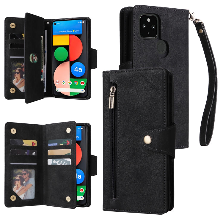 Rivetto Fibbia 9 carte Custodia per telefono in pelle a tre pieghe, For Google Pixel 4A 5G, For Google Pixel 4 XL, For Google Pixel 6, For Google Pixel 6 Pro