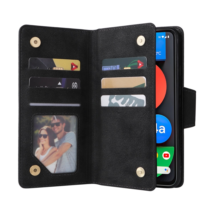 Rivetto Fibbia 9 carte Custodia per telefono in pelle a tre pieghe, For Google Pixel 4A 5G, For Google Pixel 4 XL, For Google Pixel 6, For Google Pixel 6 Pro