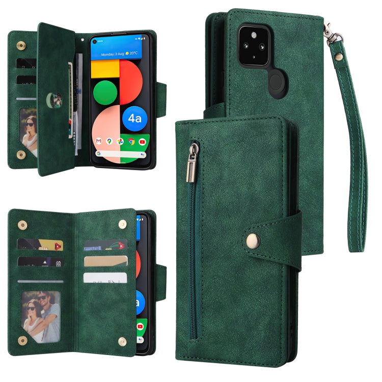 Rivetto Fibbia 9 carte Custodia per telefono in pelle a tre pieghe, For Google Pixel 4A 5G, For Google Pixel 4 XL, For Google Pixel 6, For Google Pixel 6 Pro