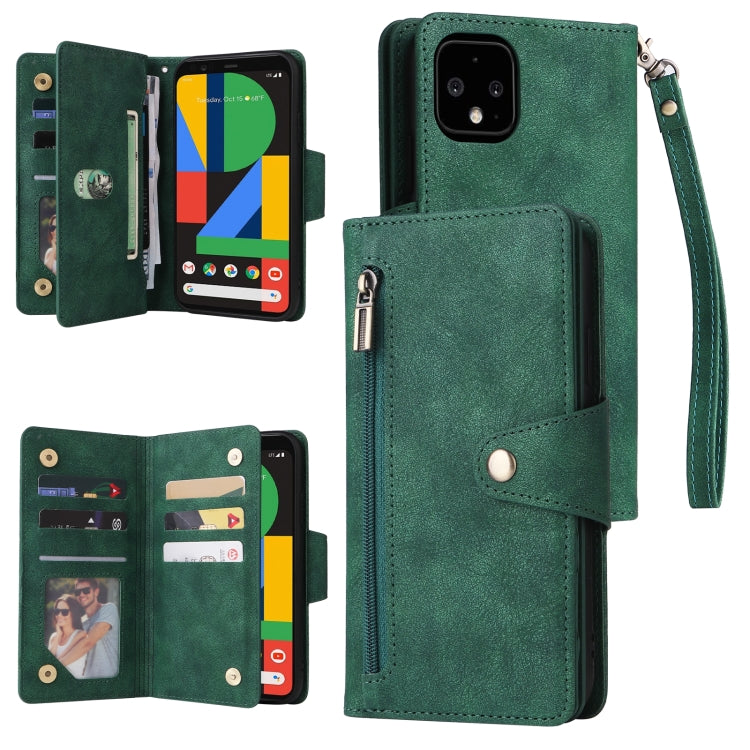 Rivetto Fibbia 9 carte Custodia per telefono in pelle a tre pieghe, For Google Pixel 4A 5G, For Google Pixel 4 XL, For Google Pixel 6, For Google Pixel 6 Pro
