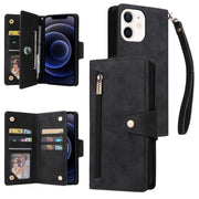 Rivetto Fibbia 9 carte Custodia per telefono in pelle a tre pieghe, For iPhone 12, For iPhone 12 mini, For iPhone 12 Pro Max, For iPhone 13 mini