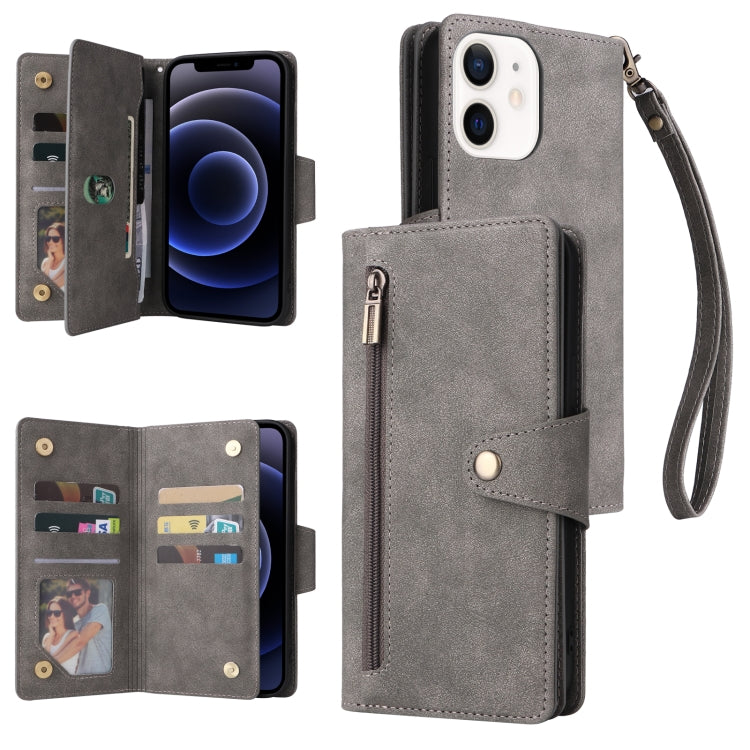 Custodia portafoglio in pelle 9 carte per iPhone 12 mini