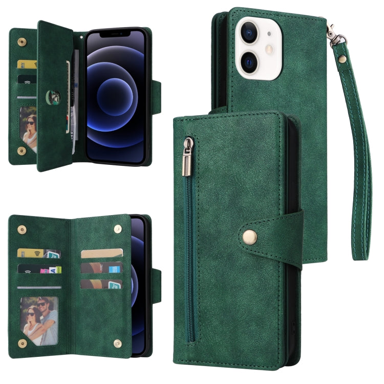 Custodia portafoglio in pelle 9 carte per iPhone 12 mini